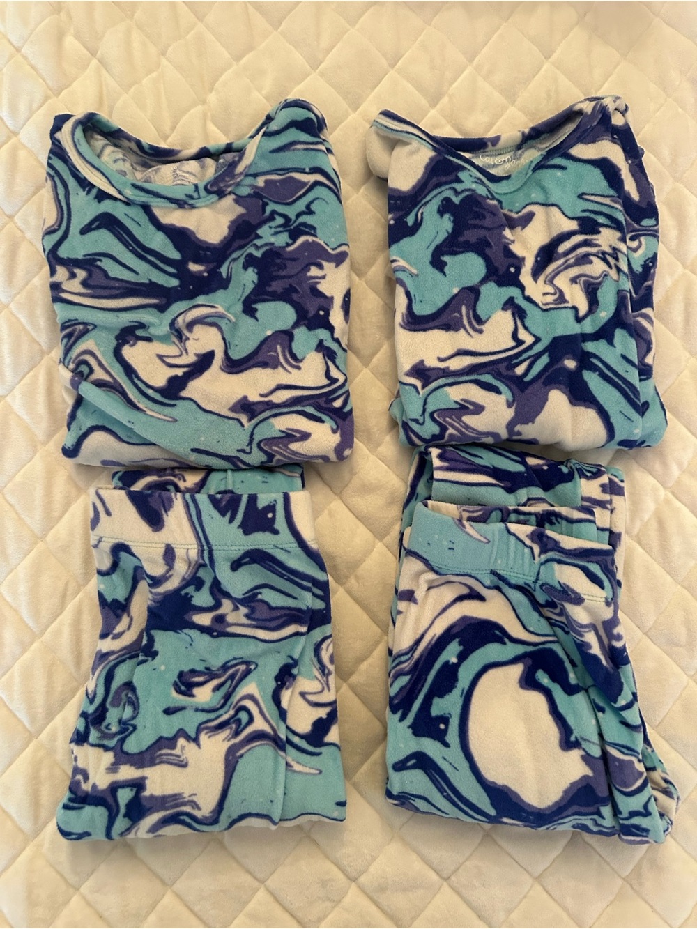 Kids' Marble Swirl Fleece Pajama Set - Blue (2 sets) size 10